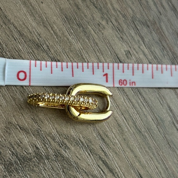 Gold 18k Plated Textured Rectangle Two in One Drop Earrings-New! - Picture 3 of 7